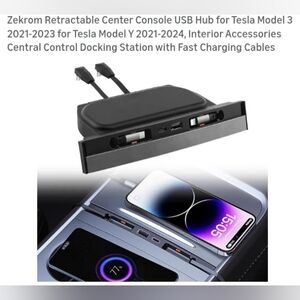 Zekrom Retractable USB Hub for Tesla Model 3/Y